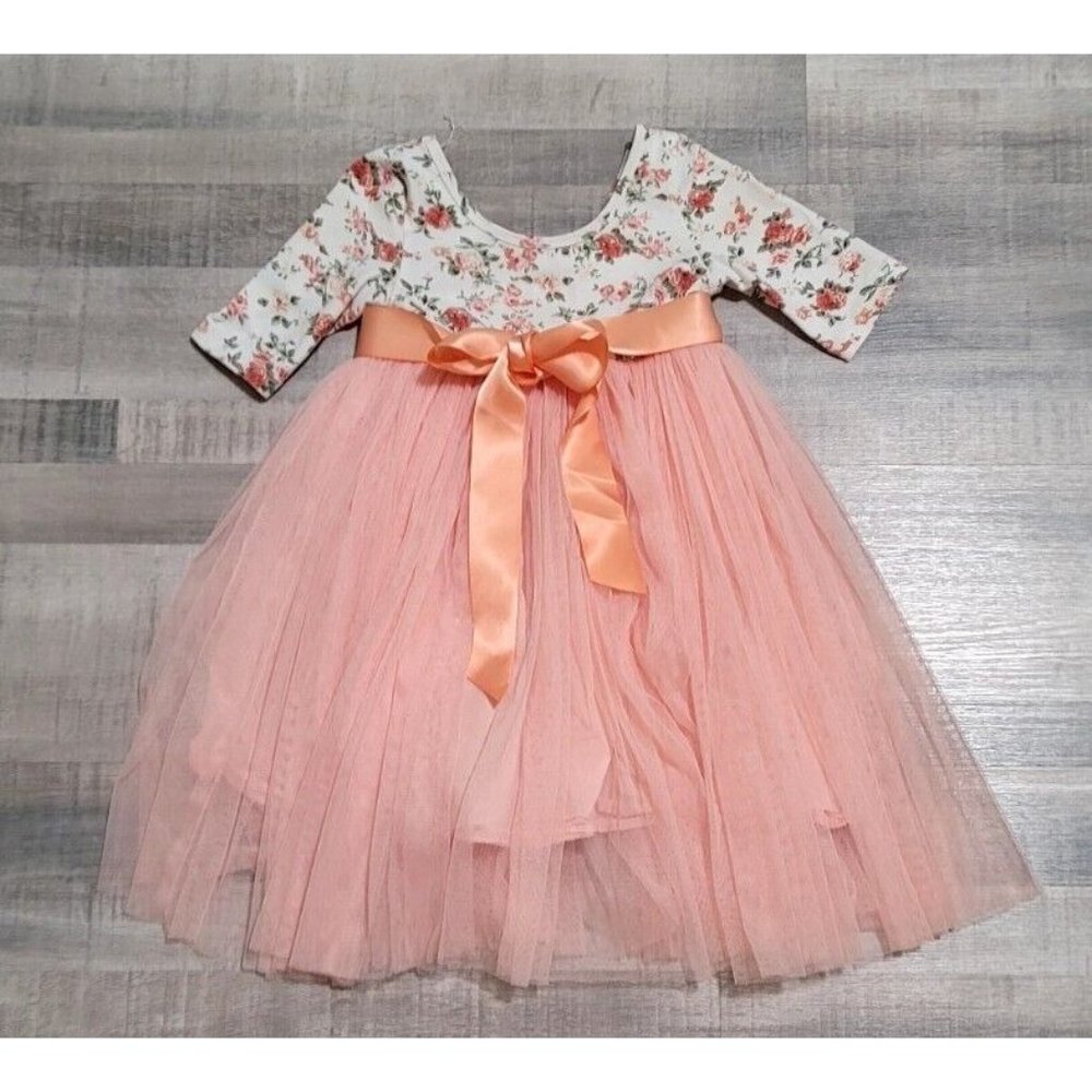 Flofallzique Girls Size 2 Floral Tulle Lined Dress